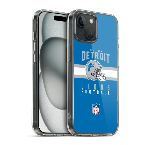 NFL Detroit Lions Graphics Helmet Typography Soft Gel Case for Apple iPhone 15 & MagSafe