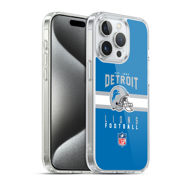 NFL Detroit Lions Graphics Helmet Typography Soft Gel Case for Apple iPhone 15 Pro & MagSafe