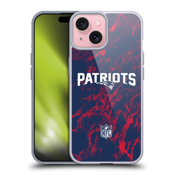 NFL New England Patriots Graphics Coloured Marble Soft Gel Case for Apple iPhone 15