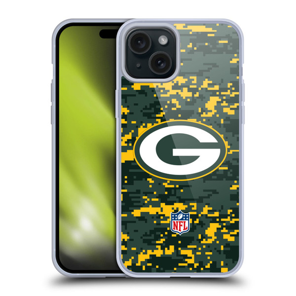 NFL Green Bay Packers Graphics Digital Camouflage Soft Gel Case for Apple iPhone 15 Plus