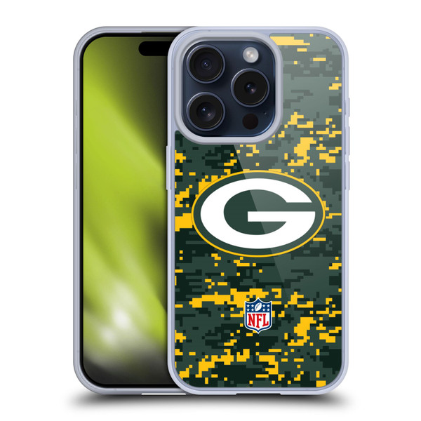 NFL Green Bay Packers Graphics Digital Camouflage Soft Gel Case for Apple iPhone 15 Pro