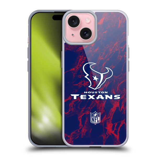 NFL Houston Texans Graphics Coloured Marble Soft Gel Case for Apple iPhone 15