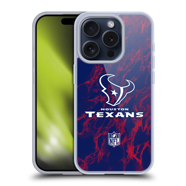 NFL Houston Texans Graphics Coloured Marble Soft Gel Case for Apple iPhone 15 Pro