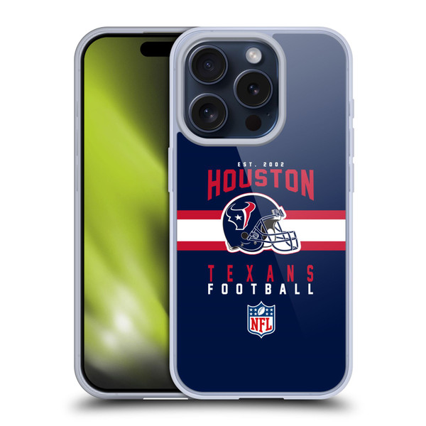 NFL Houston Texans Graphics Helmet Typography Soft Gel Case for Apple iPhone 15 Pro