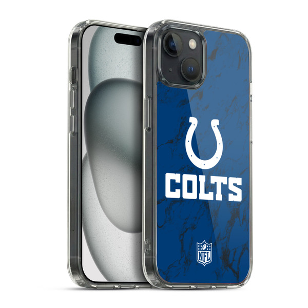 NFL Indianapolis Colts Graphics Coloured Marble Soft Gel Case for Apple iPhone 15 Plus & MagSafe