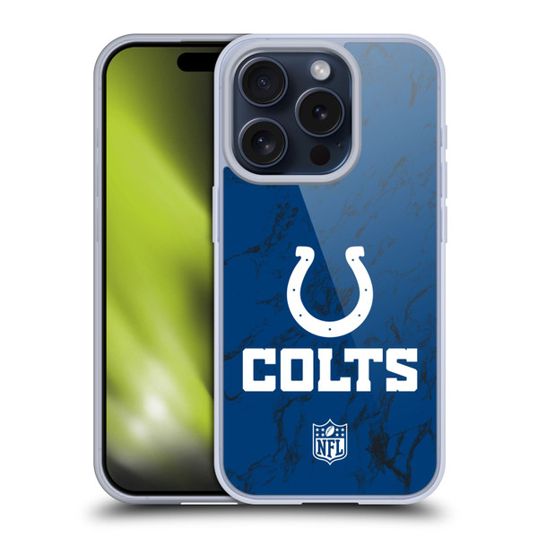 NFL Indianapolis Colts Graphics Coloured Marble Soft Gel Case for Apple iPhone 15 Pro