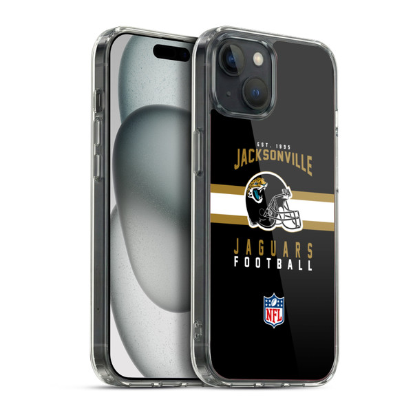 NFL Jacksonville Jaguars Graphics Helmet Typography Soft Gel Case for Apple iPhone 15 Plus & MagSafe
