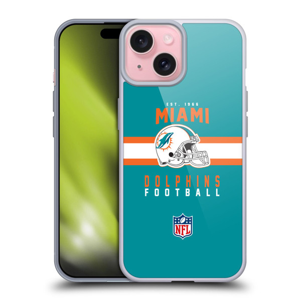 NFL Miami Dolphins Graphics Helmet Typography Soft Gel Case for Apple iPhone 15