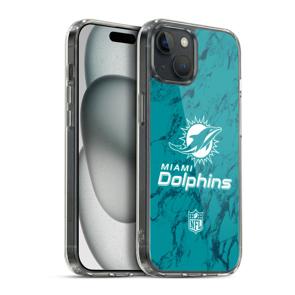 NFL Miami Dolphins Graphics Coloured Marble Soft Gel Case for Apple iPhone 15 Plus & MagSafe