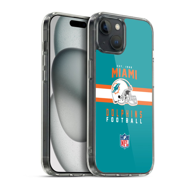 NFL Miami Dolphins Graphics Helmet Typography Soft Gel Case for Apple iPhone 15 Plus & MagSafe