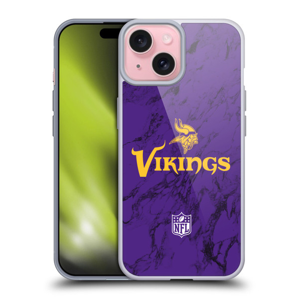 NFL Minnesota Vikings Graphics Coloured Marble Soft Gel Case for Apple iPhone 15