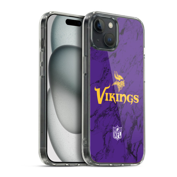 NFL Minnesota Vikings Graphics Coloured Marble Soft Gel Case for Apple iPhone 15 Plus & MagSafe