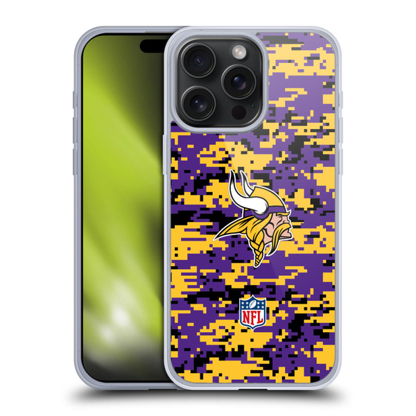 NFL Minnesota Vikings Graphics Digital Camouflage Soft Gel Case for Apple iPhone 15 Pro Max
