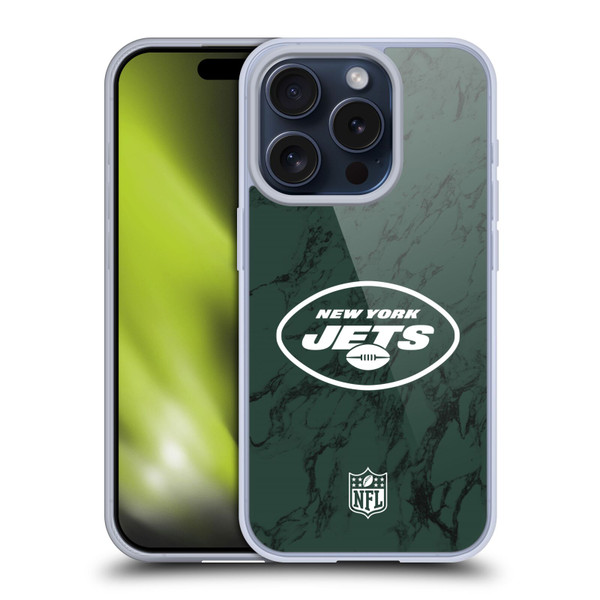 NFL New York Jets Graphics Coloured Marble Soft Gel Case for Apple iPhone 15 Pro