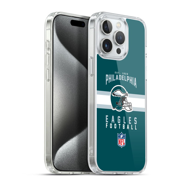 NFL Philadelphia Eagles Graphics Helmet Typography Soft Gel Case for Apple iPhone 15 Pro Max & MagSafe