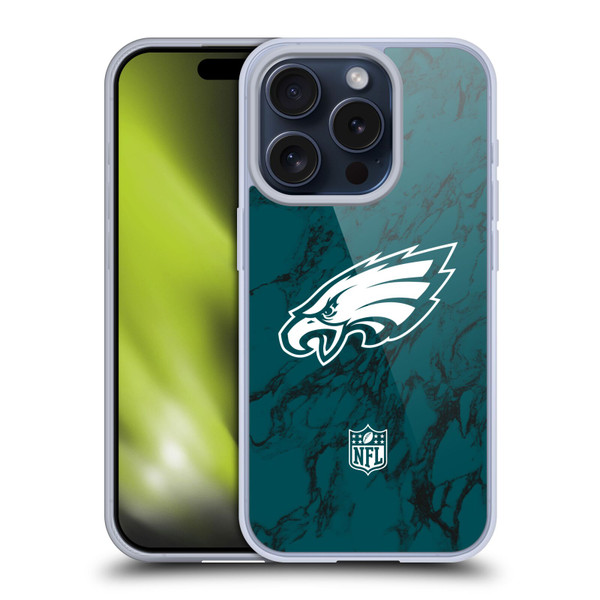 NFL Philadelphia Eagles Graphics Coloured Marble Soft Gel Case for Apple iPhone 15 Pro