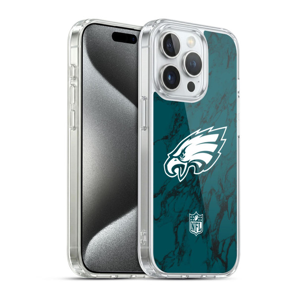 NFL Philadelphia Eagles Graphics Coloured Marble Soft Gel Case for Apple iPhone 15 Pro & MagSafe