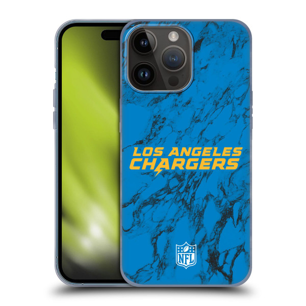 NFL Los Angeles Chargers Graphics Coloured Marble Soft Gel Case for Apple iPhone 15 Pro Max