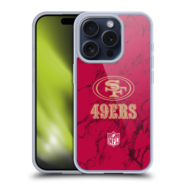 NFL San Francisco 49ers Graphics Coloured Marble Soft Gel Case for Apple iPhone 15 Pro
