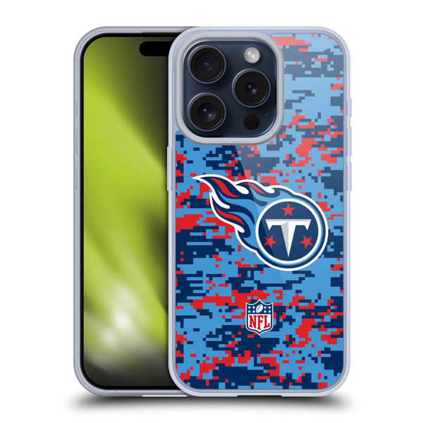 NFL Tennessee Titans Graphics Digital Camouflage Soft Gel Case for Apple iPhone 15 Pro