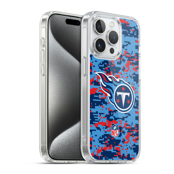 NFL Tennessee Titans Graphics Digital Camouflage Soft Gel Case for Apple iPhone 15 Pro & MagSafe