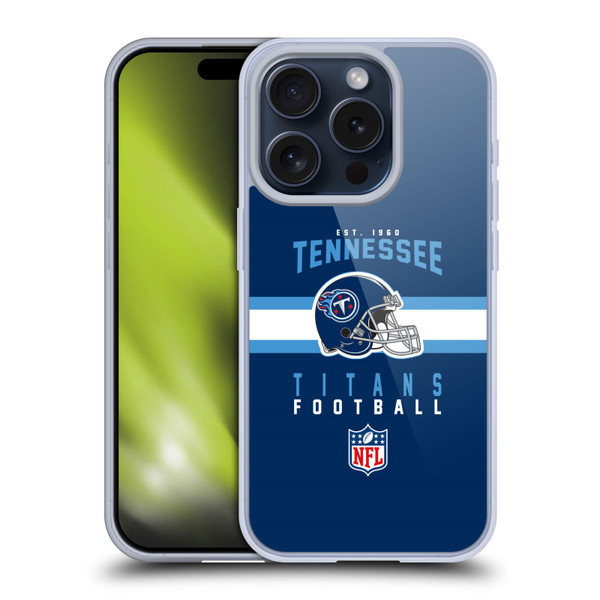 NFL Tennessee Titans Graphics Helmet Typography Soft Gel Case for Apple iPhone 15 Pro