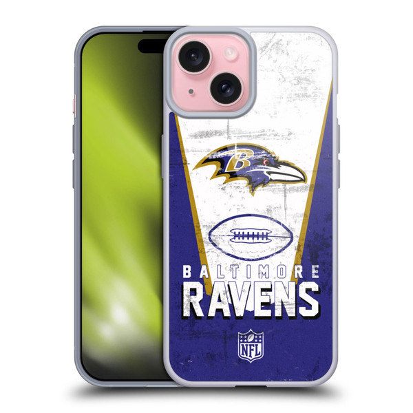 NFL Baltimore Ravens Logo Art Banner Soft Gel Case for Apple iPhone 15
