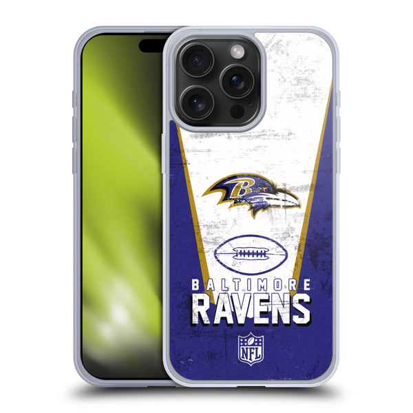NFL Baltimore Ravens Logo Art Banner Soft Gel Case for Apple iPhone 15 Pro Max