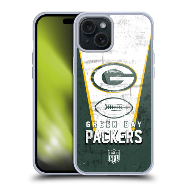 NFL Green Bay Packers Logo Art Banner Soft Gel Case for Apple iPhone 15 Plus