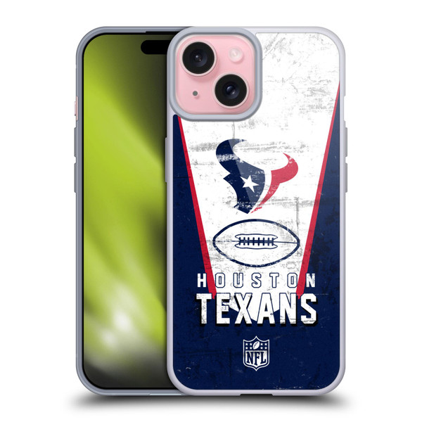 NFL Houston Texans Logo Art Banner Soft Gel Case for Apple iPhone 15
