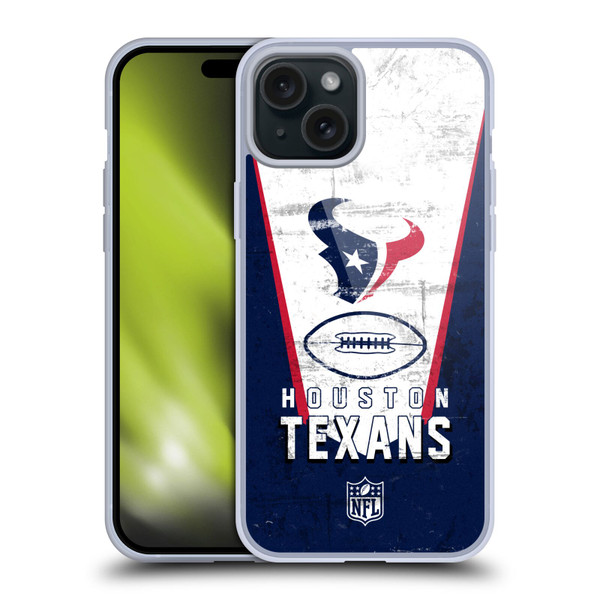 NFL Houston Texans Logo Art Banner Soft Gel Case for Apple iPhone 15 Plus