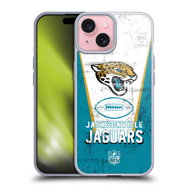 NFL Jacksonville Jaguars Logo Art Banner Soft Gel Case for Apple iPhone 15