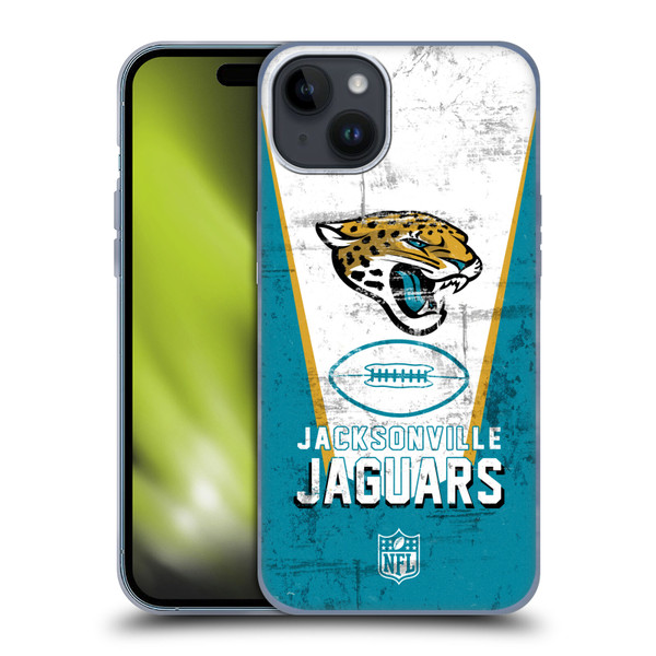 NFL Jacksonville Jaguars Logo Art Banner Soft Gel Case for Apple iPhone 15 Plus