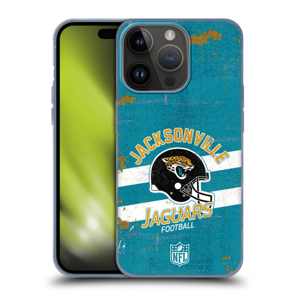 NFL Jacksonville Jaguars Logo Art Helmet Distressed Soft Gel Case for Apple iPhone 15 Pro