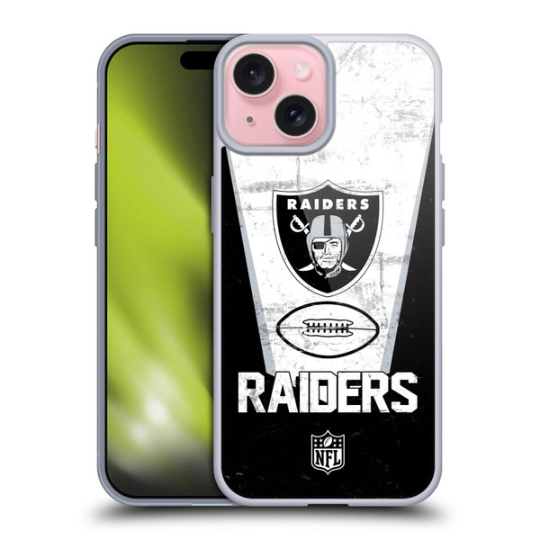NFL Las Vegas Raiders Logo Art Banner 100th Soft Gel Case for Apple iPhone 15