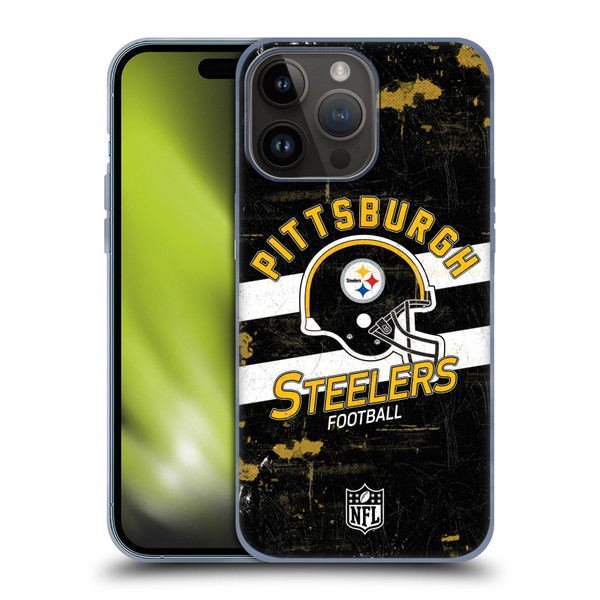 NFL Pittsburgh Steelers Logo Art Helmet Distressed Soft Gel Case for Apple iPhone 15 Pro Max