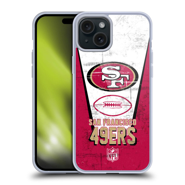 NFL San Francisco 49ers Logo Art Banner Soft Gel Case for Apple iPhone 15 Plus