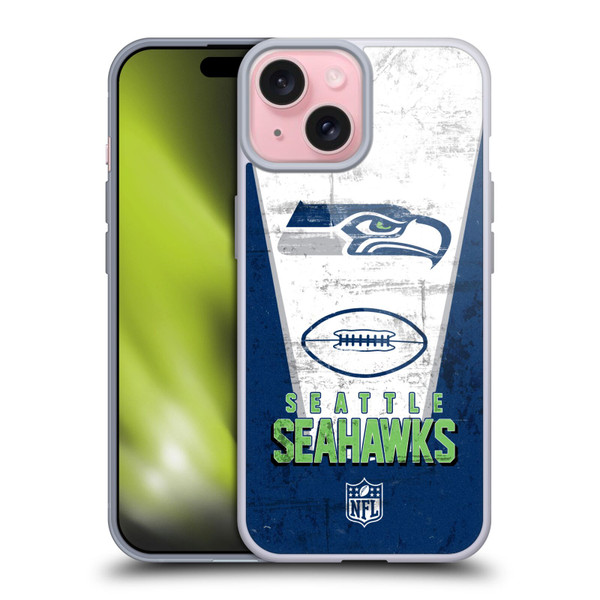 NFL Seattle Seahawks Logo Art Banner Soft Gel Case for Apple iPhone 15