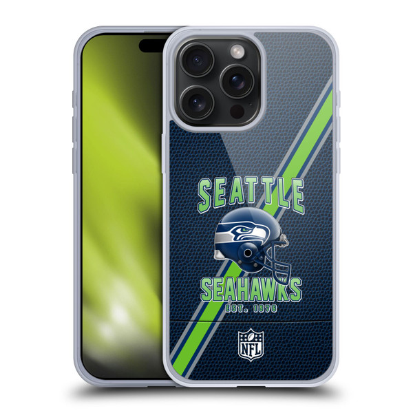 NFL Seattle Seahawks Logo Art Football Stripes Soft Gel Case for Apple iPhone 15 Pro Max