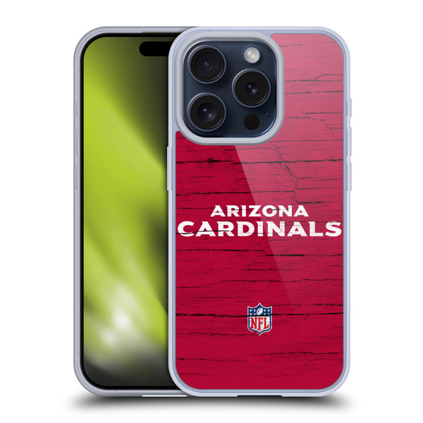 NFL Arizona Cardinals Logo Distressed Look Soft Gel Case for Apple iPhone 15 Pro