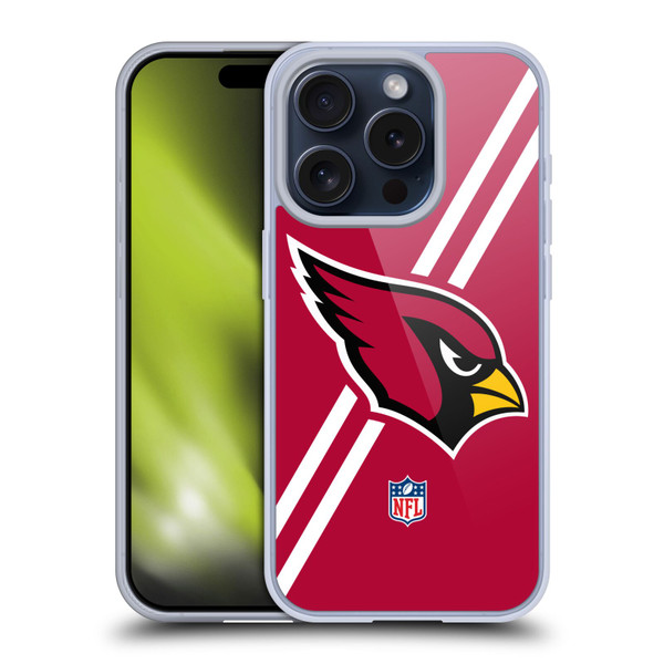 NFL Arizona Cardinals Logo Stripes Soft Gel Case for Apple iPhone 15 Pro