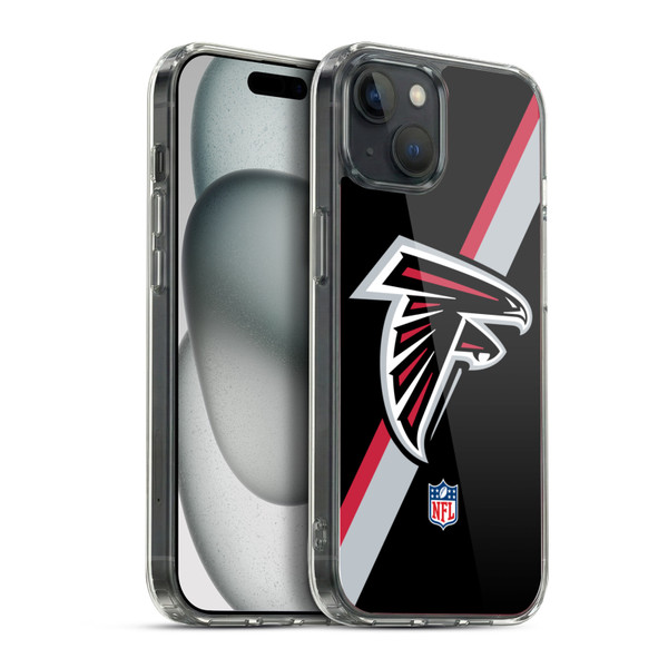 NFL Atlanta Falcons Logo Stripes Soft Gel Case for Apple iPhone 15 Plus & MagSafe