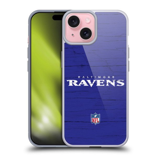 NFL Baltimore Ravens Logo Distressed Look Soft Gel Case for Apple iPhone 15