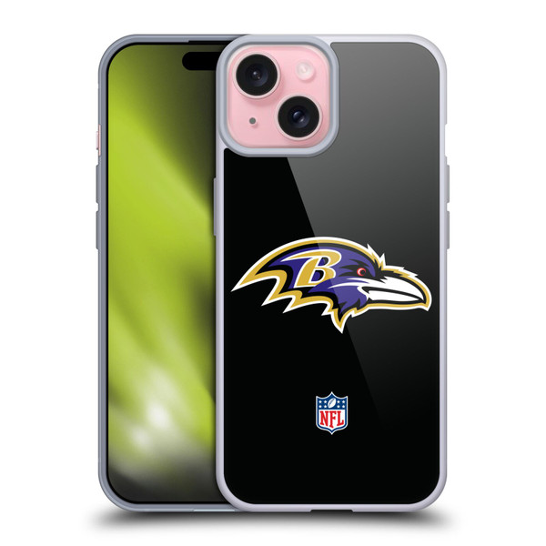 NFL Baltimore Ravens Logo Plain Soft Gel Case for Apple iPhone 15