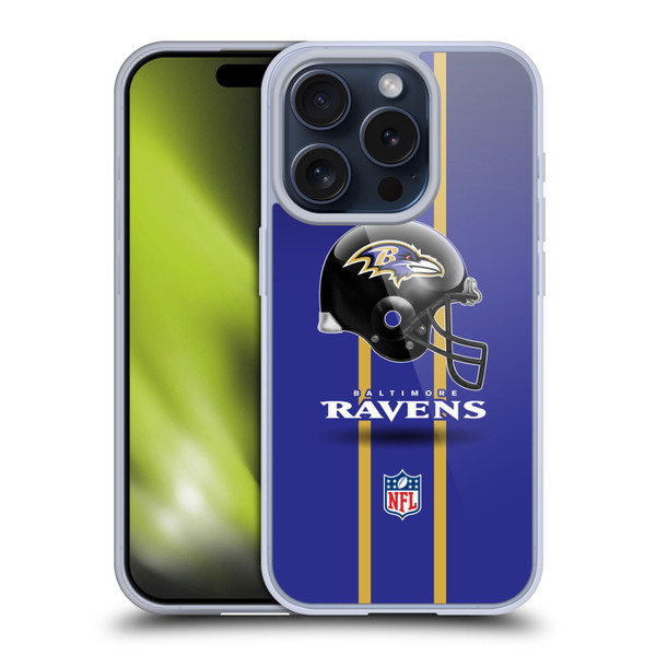 NFL Baltimore Ravens Logo Helmet Soft Gel Case for Apple iPhone 15 Pro