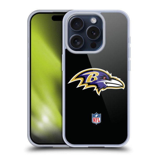 NFL Baltimore Ravens Logo Plain Soft Gel Case for Apple iPhone 15 Pro