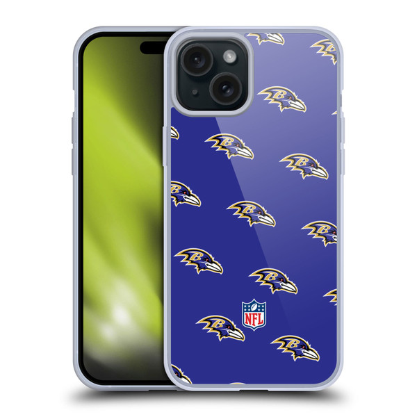 NFL Baltimore Ravens Artwork Patterns Soft Gel Case for Apple iPhone 15 Plus