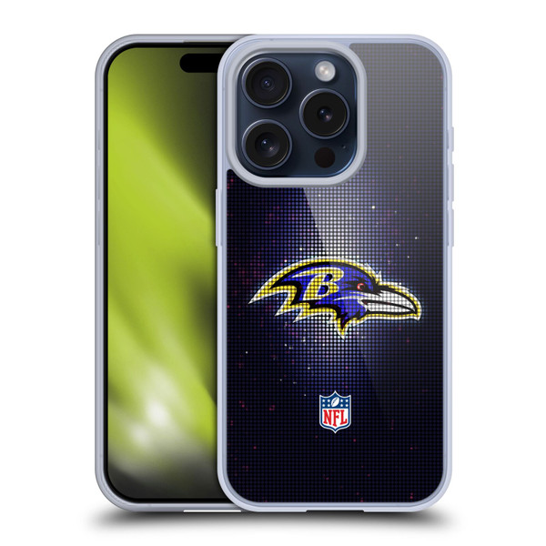 NFL Baltimore Ravens Artwork LED Soft Gel Case for Apple iPhone 15 Pro