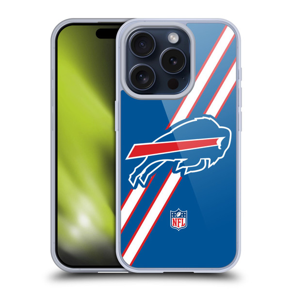 NFL Buffalo Bills Logo Stripes Soft Gel Case for Apple iPhone 15 Pro