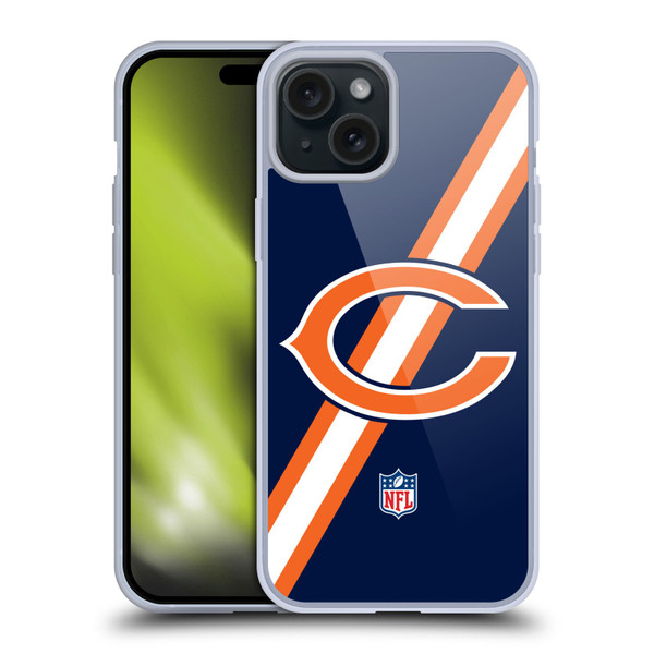 NFL Chicago Bears Logo Stripes Soft Gel Case for Apple iPhone 15 Plus
